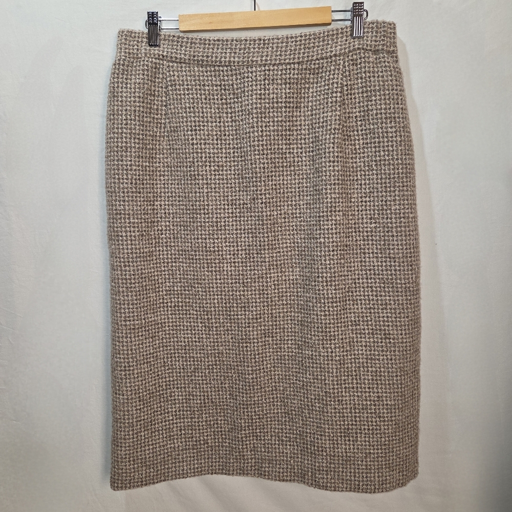 Wool Neutral Tweed Knee Length Pencil Skirt Vympel Euro Sz 52 (XL) Classic Fall
